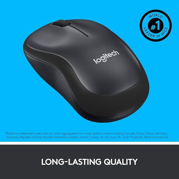 Logitech M221 Wireless Mouse, Silent Buttons, 2.4 GHz with USB Mini Receiver, 1000 DPI Optical Tracking, 18-Month Battery Life, Ambidextrous PC/Mac/Laptop - Black - Image 5