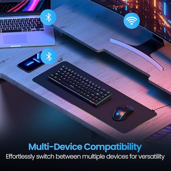 Portronics Hydra 10 Wireless Mechanical Gaming Keyboard with Bluetooth & 2.4 GHz Wireless, Red Switches, Multi-Device Pairing, TKL Compact Size, Multi-Colour Backlight, for Laptop & PC (Black) - Image 5