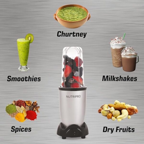 NutriPro Juicer Mixer Grinder - Smoothie Maker - 500 Watts (2 Jar, Silver) - 2 Year Warranty - Image 5