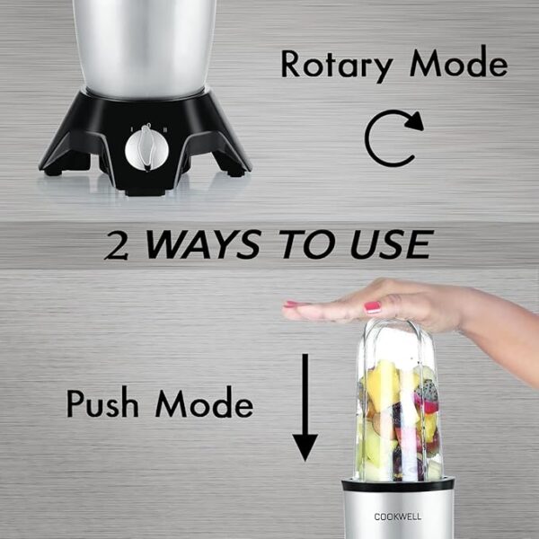 Cookwell Bullet Mixer Grinder (5 Jars, 3 Blades, Silver) - Copper, 600 Watts - 2 Year Warranty - Image 3