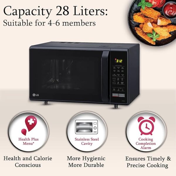 LG 28 L Convection Microwave Combination OvenOven (MC2846BV, Black, Auto Cook, Defrost, Indian Cuisine, Tandoor Se, Child Lock, Steam Cook & Stainless Steel Cavity) - Image 6