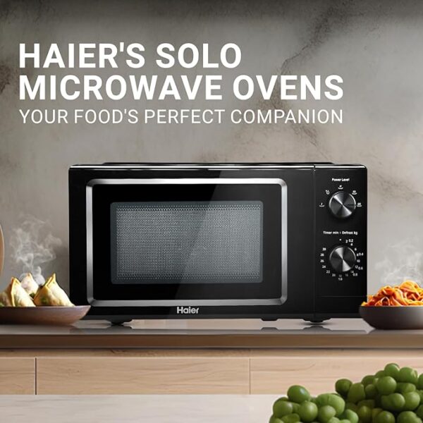 Haier 19 L Inverter Technology, Light Weight, Defrost, 5 Power Levels Solo Microwave Oven (HIL1901MBPB, Black) - Image 2