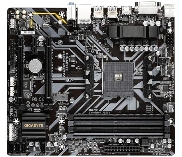 GIGABYTE B450M DS3H V3 (AMD Ryzen AM4/Micro ATX/M.2/HMDI/DVI/USB 3.1/DDR4/Motherboard) - Image 2