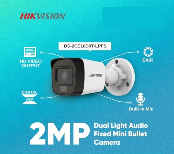 About this item Hikvision 2 MP Outdoor Bullet CCTV camera Compatible with 2mp & above DVR only Up to 20 m IR distance Analog HD output Usewell BNC/DC Connector - Image 3