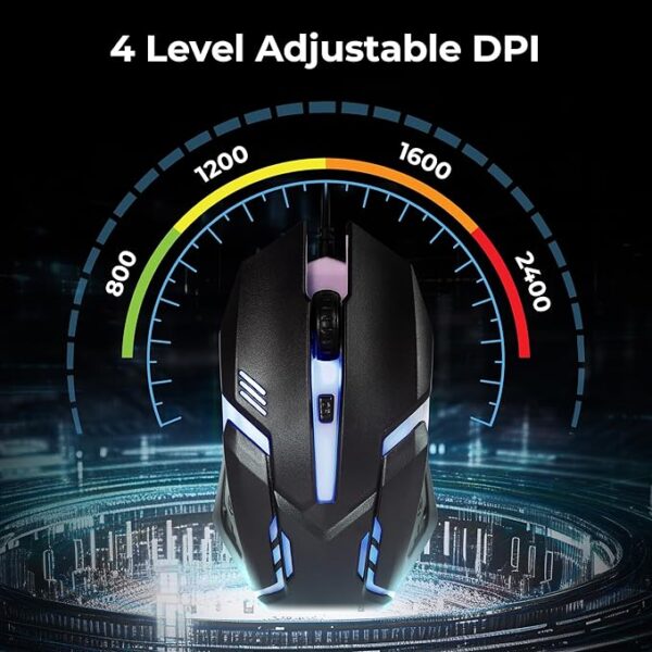 ZEBRONICS Trion USB Gaming Keyboard & Mouse Gaming Combo, 104 Keys Backlit, Translucent Material, Multi Color LED, Multi DPI Modes, High Precision Key - Image 4