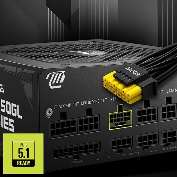 MSI MAG A850GL PCIE5 Power Supply Unit, 850W, 80 Plus Gold, Fully Modular, ATX 3.0, PCIe 5.0 GPU Support, 120mm FDB Fan, Full-Bridge LLC, Flat Black Cables - 7 Year Warranty - Image 4