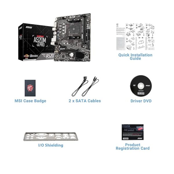 MSI A520M-A PRO Motherboard (AMD Ryzen 3000 3rd Gen AM4, DDR4, M.2, USB 3.2 Gen 1, HDMI, Micro ATX) - Image 5