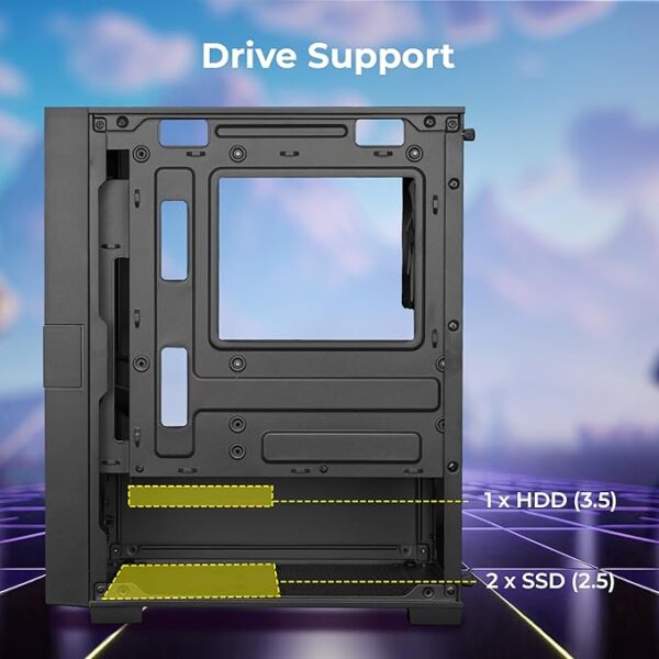 ZEBRONICS Leon PRO Premium Gaming Cabinet/Case, Mini-Tower, Supports mATX | ITX, 3 Pre-Installed RGB Fans, Side Tempered Glass, USB 3.0, Magnetic Dust Filter (Black) - Image 5