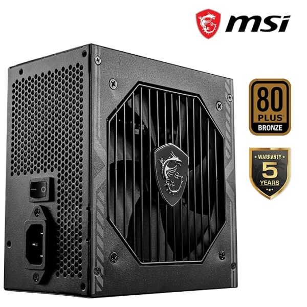 MSI MAG A650BN Power Supply Unit - 650W, 80 Plus Bronze Certified, 12V Single-Rail, DC-to-DC Circuit, 120mm Fan, Active PFC Design, Multiple Connectivity, for Gaming PC, 5-Year Warranty - Image 6