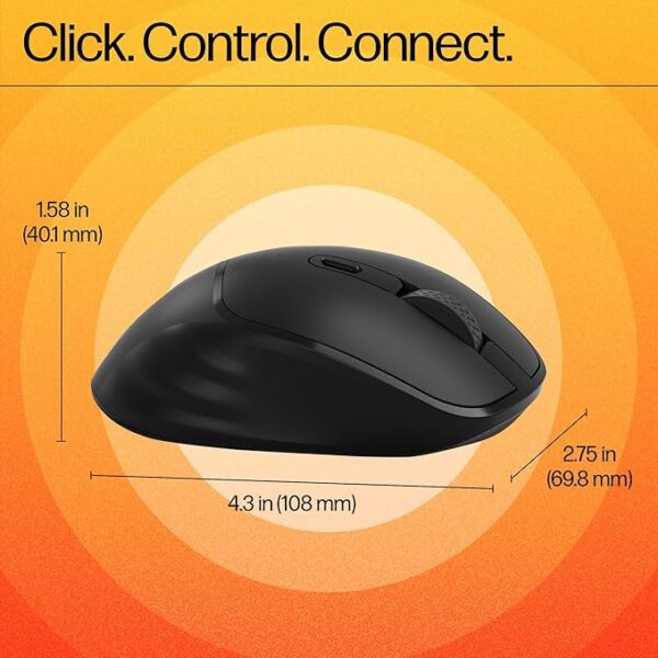 HP M120 Wireless Mouse, USB-A Nano Dongle, 2.4 Ghz Wireless Connection, 6 Buttons, Up to 1600 Dpi, Optical Sensor, Ergonomic Design, 12-Month Battery Life, 3-Year Warranty, 60G±5%, Black, 7J4G4Aa - Image 2