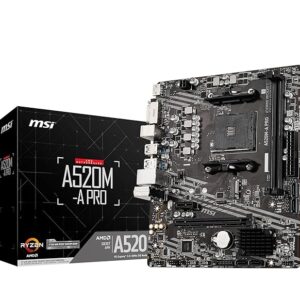 MSI A520M-A PRO Motherboard (AMD Ryzen 3000 3rd Gen AM4, DDR4, M.2, USB 3.2 Gen 1, HDMI, Micro ATX)