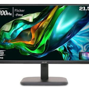 Acer EK220Q 21.5 Inch (54.61 cm) Full HD (1920x1080) Pixels VA Panel LCD Monitor with LED Back Light I 1 MS VRB, 100Hz Refresh I 250 Nits I HDMI & VGA Ports with HDMI Cable I Eye Care Features (Black)