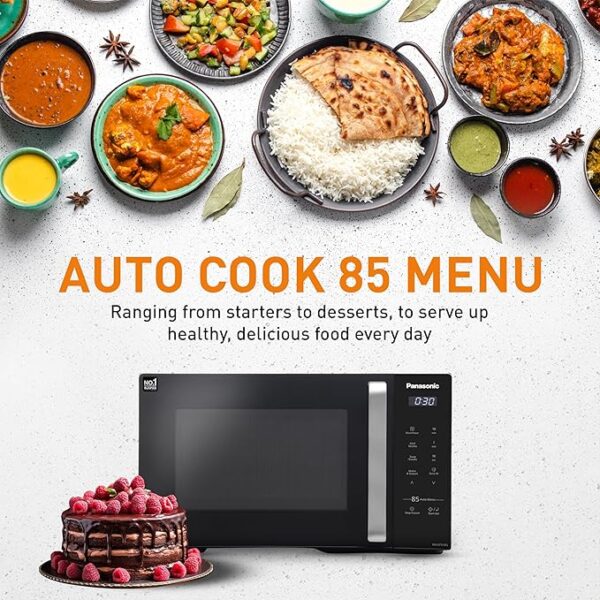 Panasonic 25L Solo Microwave Oven (NN-ST310QBFG, Black, 85 Auto Cook Menus) - Image 6